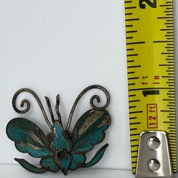 Vtg Kingfisher Blue Feather Butterfly Pin Brooch Hair Comb Piece Decor #126 - Picture 5 of 5